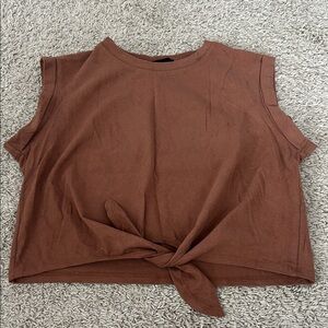 Cider Brown Tie-Front Crop Top